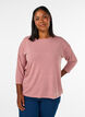 Jersey bluse med 3/4 ermer, Rosa, Model image number 0