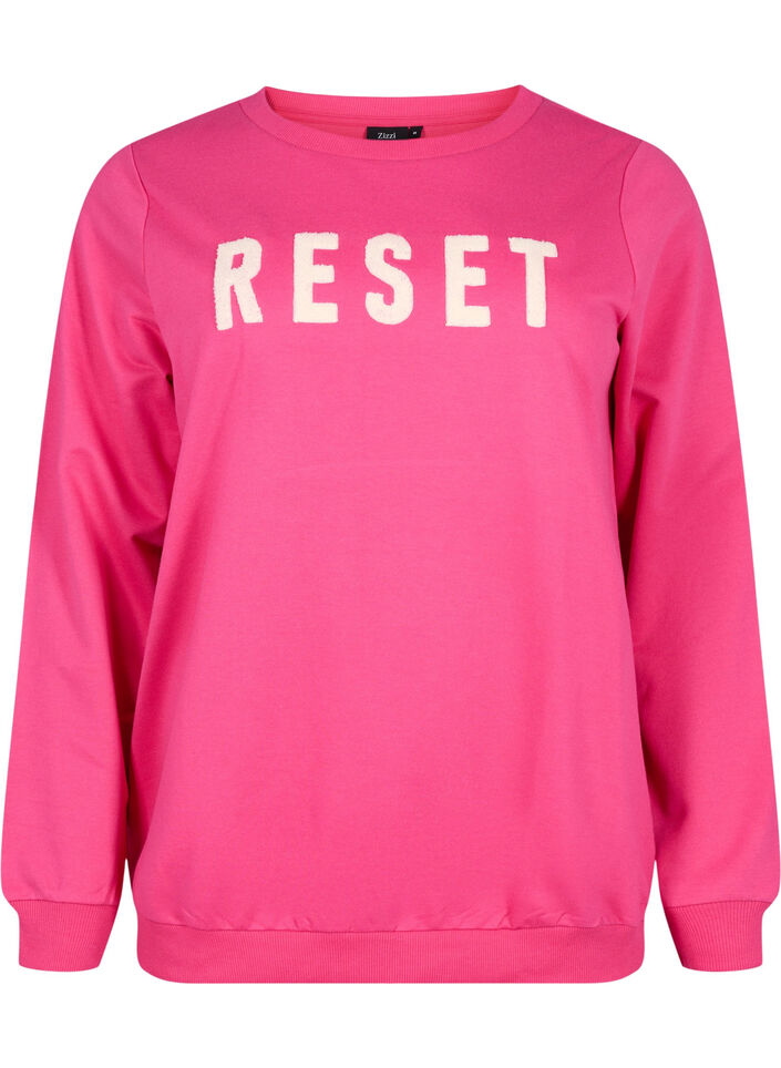 Sweatshirt med tekst, Fuchsia P. W. Reset, Packshot image number 0