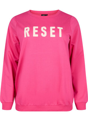 Sweatshirt med tekst, Fuchsia P. W. Reset, Packshot image number 0