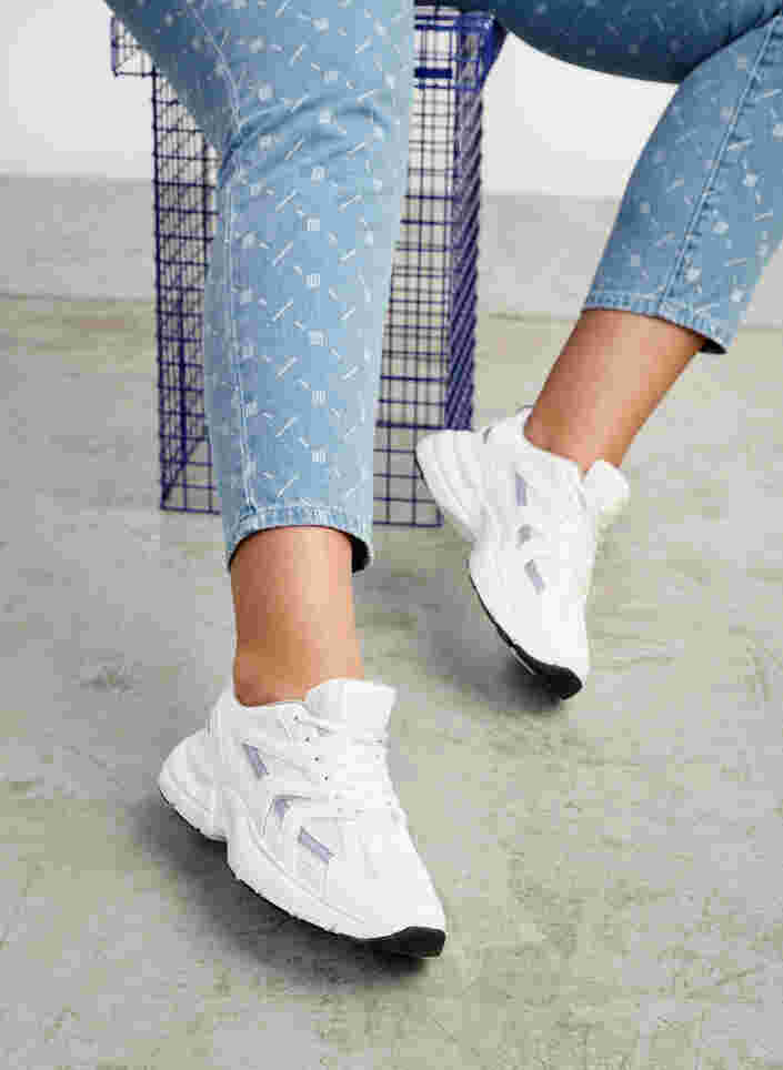 Wide fit sneakers, White, Image
