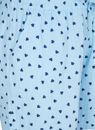 Zizzi Bomullsmuslinshorts med hjerter, Blå, Packshot image number 2