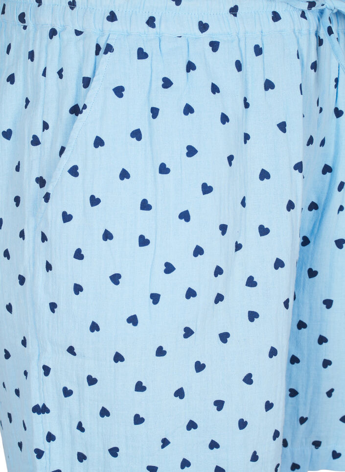 Bomullsmuslinshorts med hjerter, Blå, Packshot image number 2