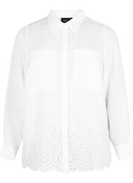 Skjorte i viskose med broderi anglaise, Bright White