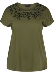 T-skjorte i bomull med mønster, Ivy Green Mel Leaf