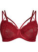 Heldekkende BH med blonder og doble stropper, Svart, Packshot image number 0