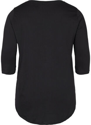 T-skjorte i bomull med 3/4-ermer, Black LOUNGE, Packshot image number 1