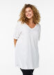 Ensfarget oversized T-skjorte med V-hals, Hvit, Model image number 0