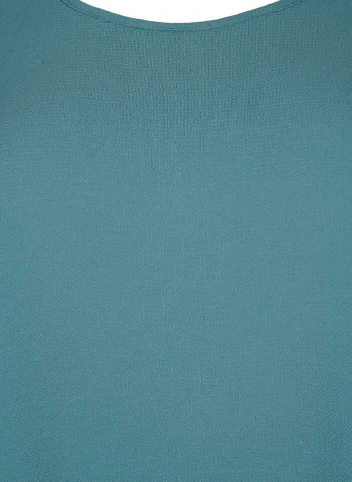 Bluse med korte ermer og rund hals, Gr&oslash;nn, Packshot image number 2