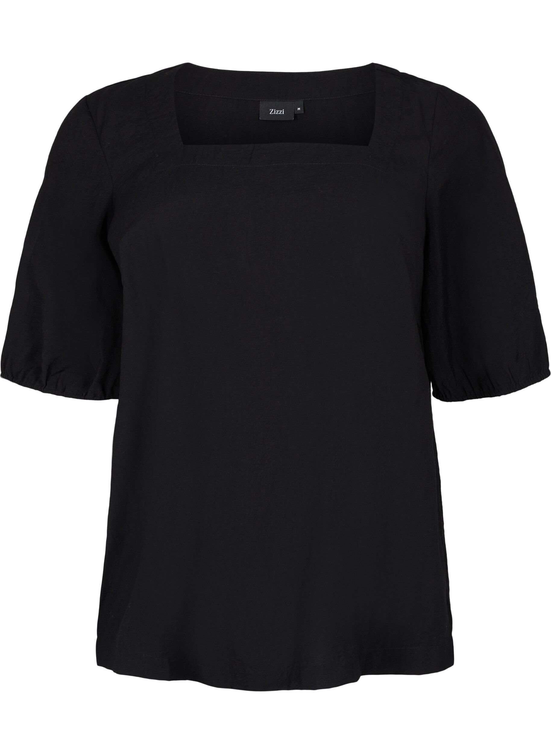 Zizzi Bluse med ballongermer, Black, Packshot image number 0
