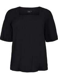 Bluse med ballongermer, Black