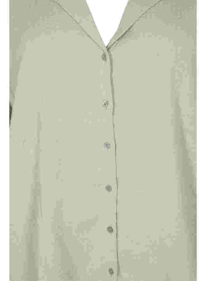 Bomullsskjorte med struktur, Seagrass , Packshot image number 2