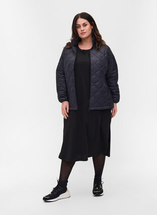 Quiltet lett jakke med glidelås og lommer, Black, Model image number 2