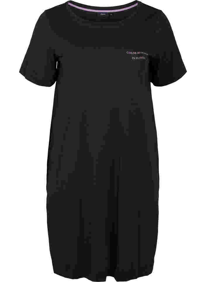 Lang T-skjorte med mønsterdetaljer, Black, Packshot image number 0
