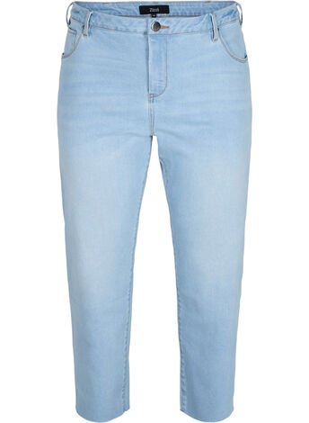 7/8-lengde jeans med rå kanter og høyt liv