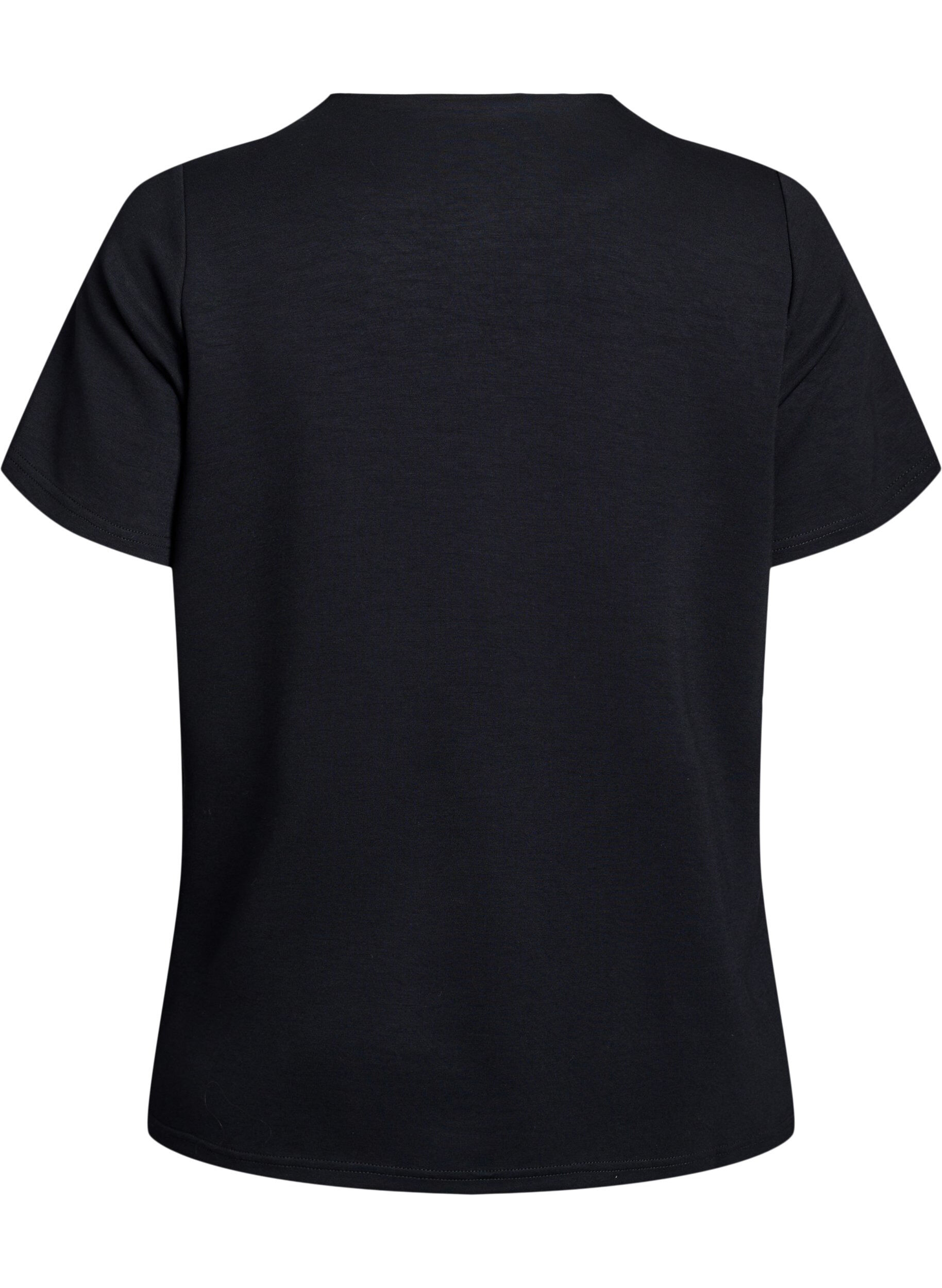 Zizzi Kortermet bluse med knappestolpe, Svart, Packshot image number 1