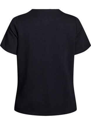 Zizzi Kortermet bluse med knappestolpe, Svart, Packshot image number 1