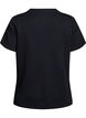 Kortermet bluse med knappestolpe, Svart, Packshot image number 1