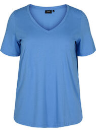 T-skjorte i organisk bomull med V-hals, Ultramarine