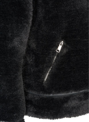 Kort jakke i fuskepels, Black, Packshot image number 3