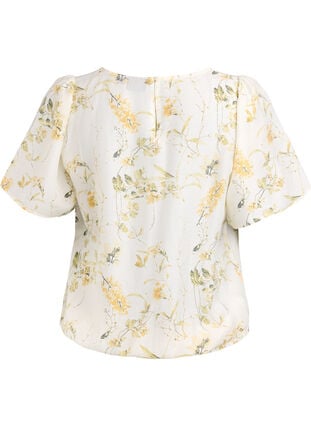 Zizzi Bluse med blomstermønster og firkantet hals, Gul, Packshot image number 1