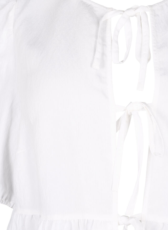 Bluse i viskose med engelsk broderi, Bright White, Packshot image number 2