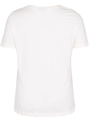 T-skjorte i bomull med perler, Warm Off-white, Packshot image number 1