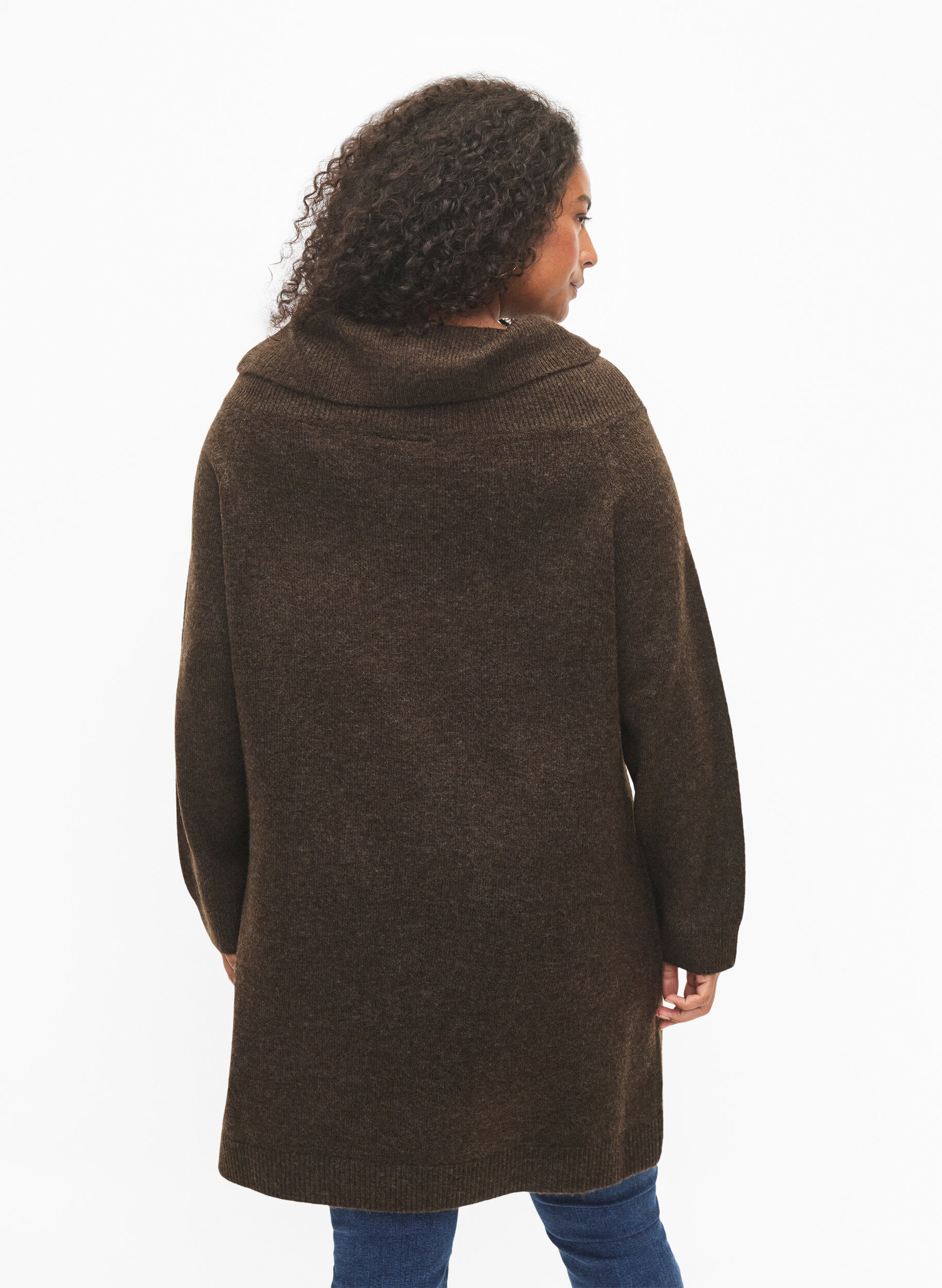 Zizzi Melert strikket kjole, Demitasse Mel., Model image number 1