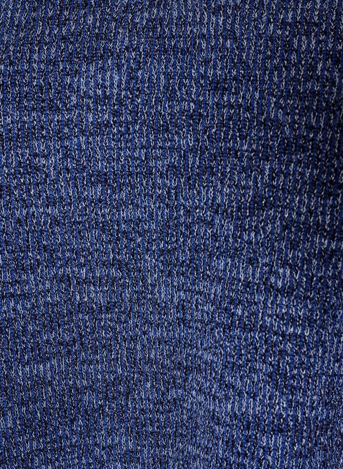 Jerseybluse med V-hals og lange ermer, Bl&aring;, Packshot image number 2