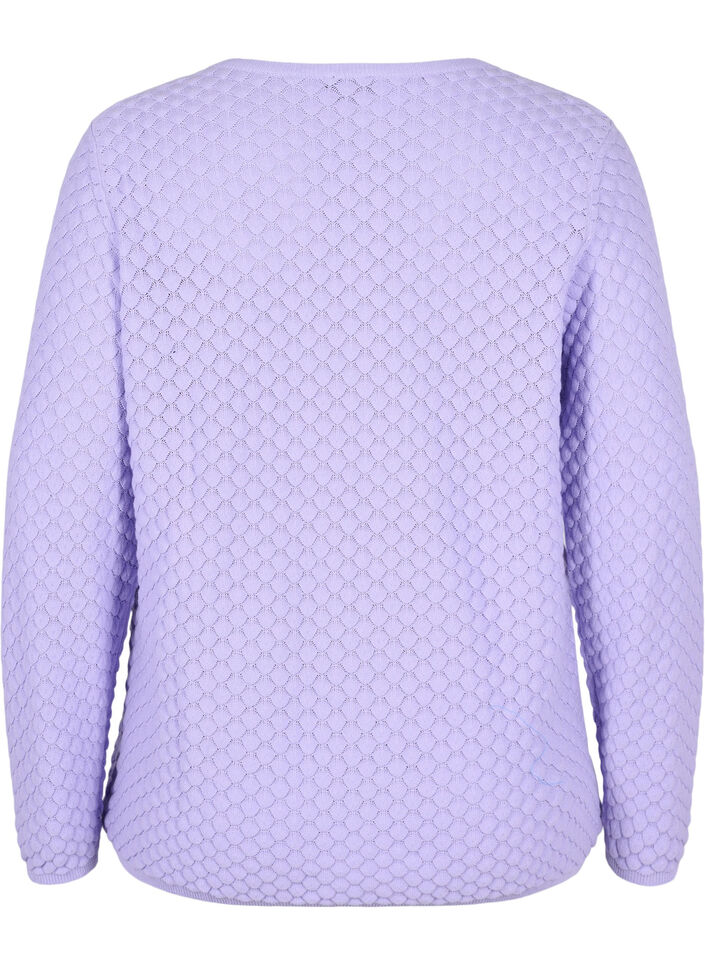 Mønstrete strikkegenser med V-hals, Lavender, Packshot image number 0