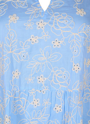 Zizzi Kjole med broderte blomster og lange ermer, Della Robbia Blue, Packshot image number 2