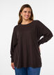 Strikket bluse med rund hals og strikket m&oslash;nster, Brun, Model image number 0