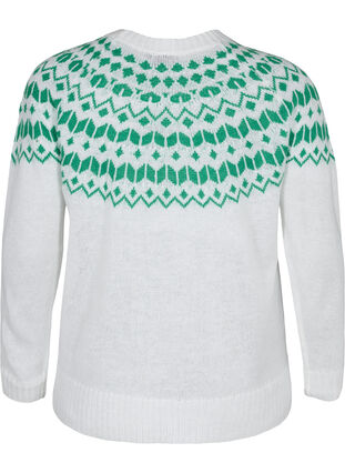 Strikkegenser med jacquardmønster, Jolly Green Comb, Packshot image number 1