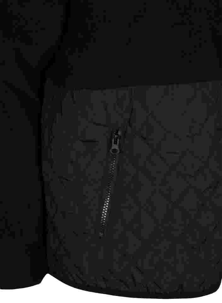 Treningsjakke med teddy og quilt, Black, Packshot image number 3