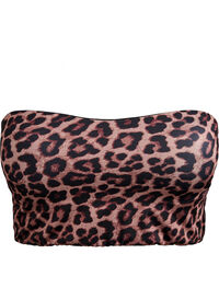 Leopardmønstret bandeau bikinitopp, Beige Leopardmønstret bandeau bikinitopp
