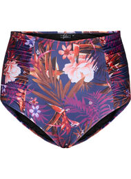 Stripete bikinitruse med høy midje, Purple Flower