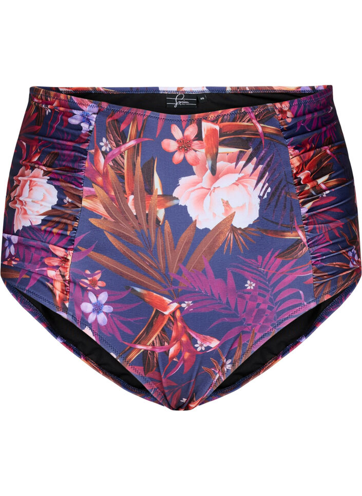 Blomstret bikinitruse med høy midje, Lilla, Packshot image number 0