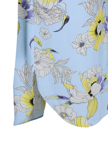 Lang skjorte i viskose med blomstermønster, Light Blue AOP, Packshot image number 3