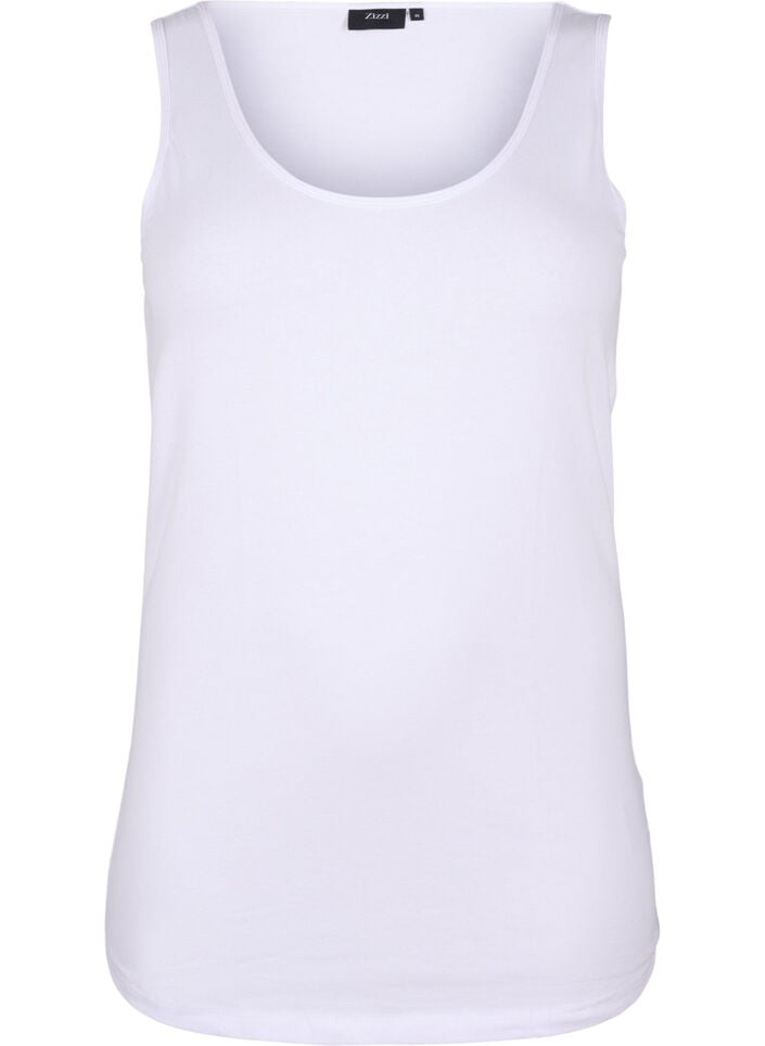 Ensfarget basistopp i bomull, Hvit, Packshot image number 0