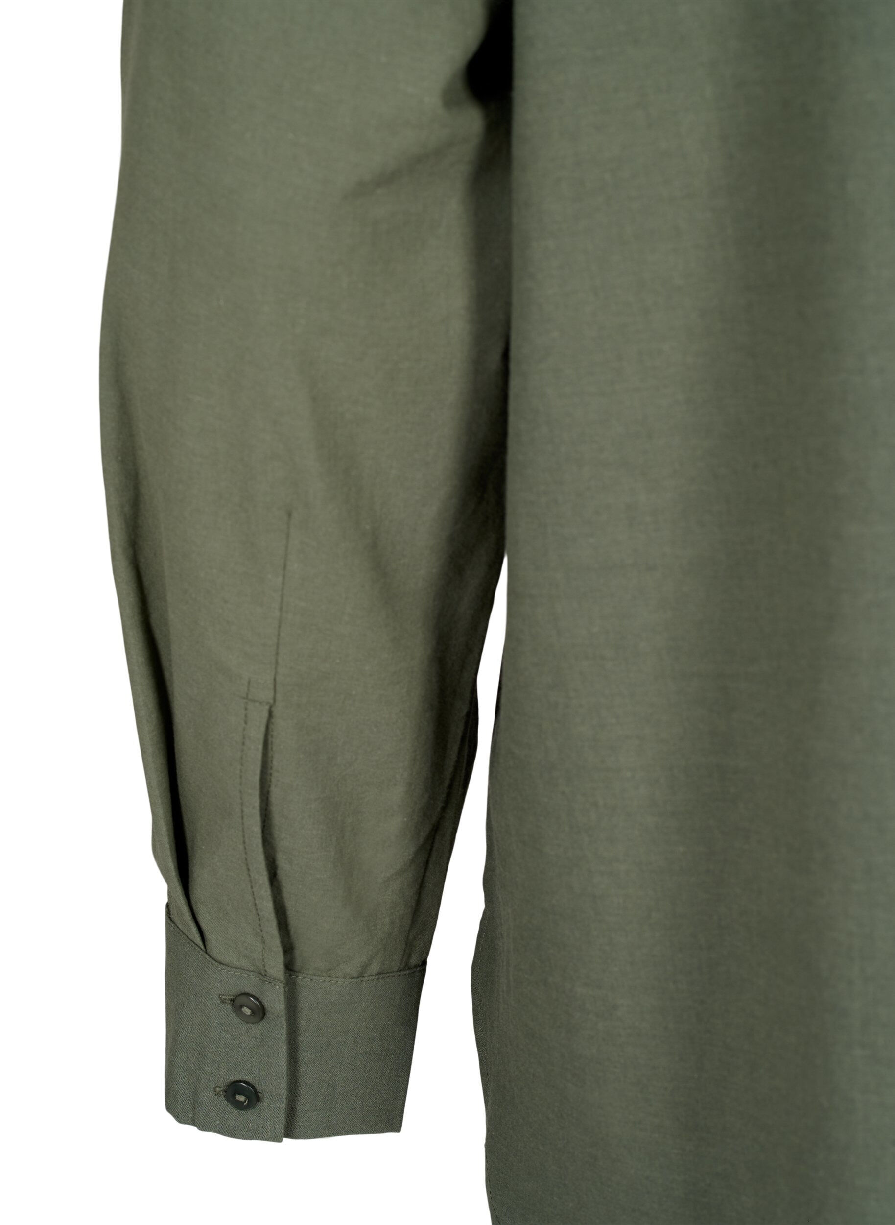 Zizzi Bomullsskjorte med engelsk broderi, Thyme, Packshot image number 4