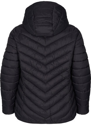 Lett jakke med quiltet mønster, hette og lommer, Black, Packshot image number 1