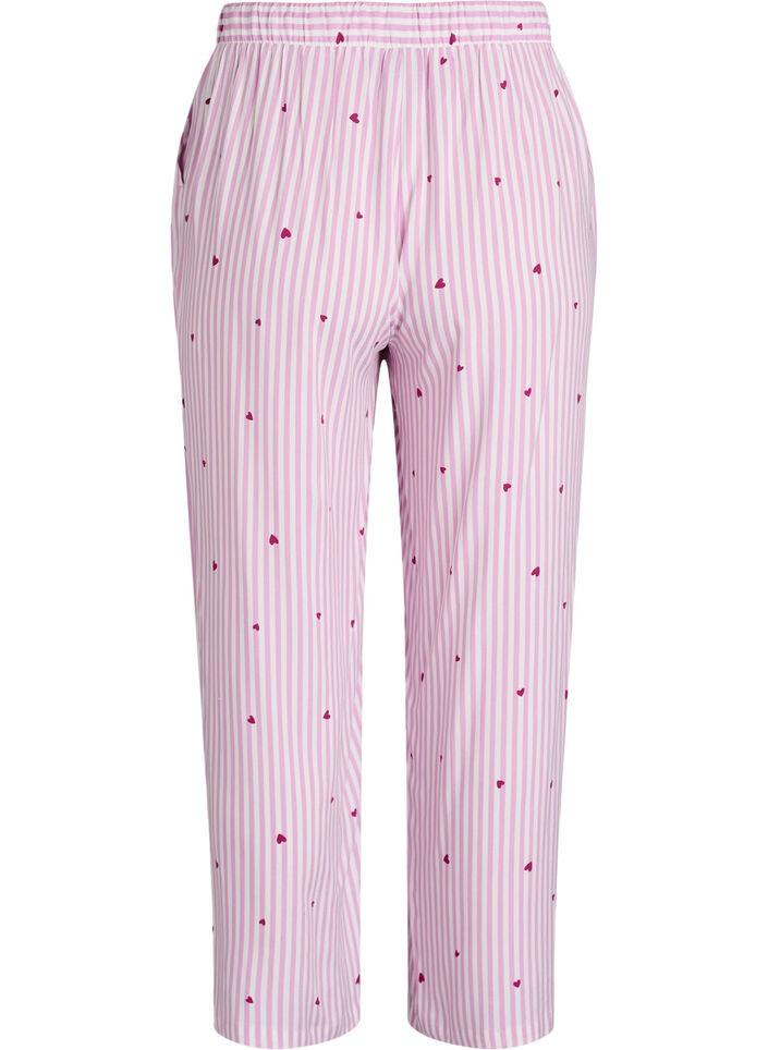 Loose fit nattbukser med striper og hjerter, Rosa, Packshot image number 1