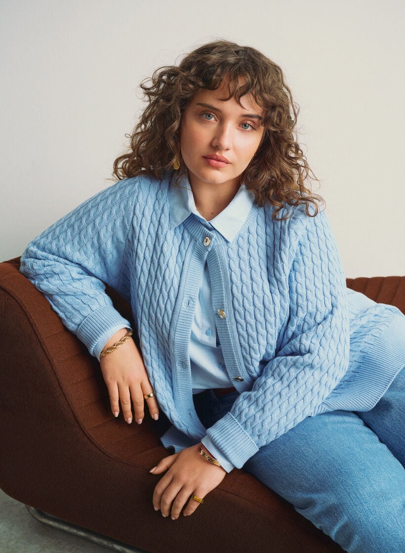 Langermet bomullsskjorte, Blå, Image