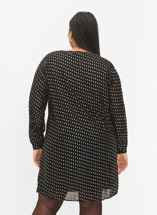 Zizzi Langermet kjole med folietrykk, Black w. Gold, Model image number 1