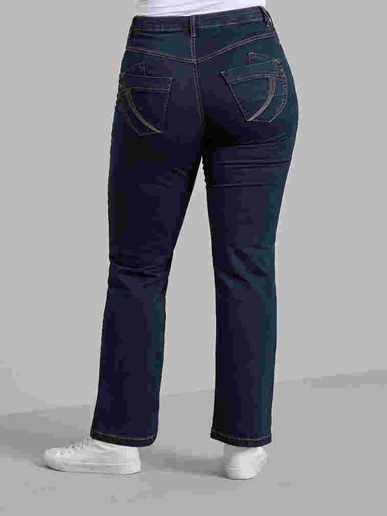 Regular fit Gemma jeans med høyt liv, Blue denim, Model image number 1