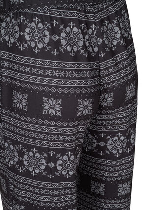 Mønstrete pysjamasbukse med knyting, Black AOP, Packshot image number 3
