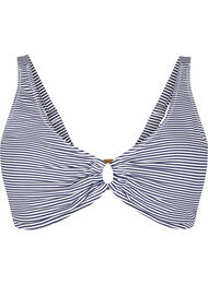 Bikini-topp med stripet tekstur og ringdetalj, Dark Blue w. White