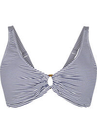 Bikini-topp med stripet tekstur og ringdetalj, Blå Bikini-topp med stripet tekstur og ringdetalj