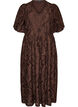 Midikjole i blomstret jacquard, Brun, Packshot image number 0