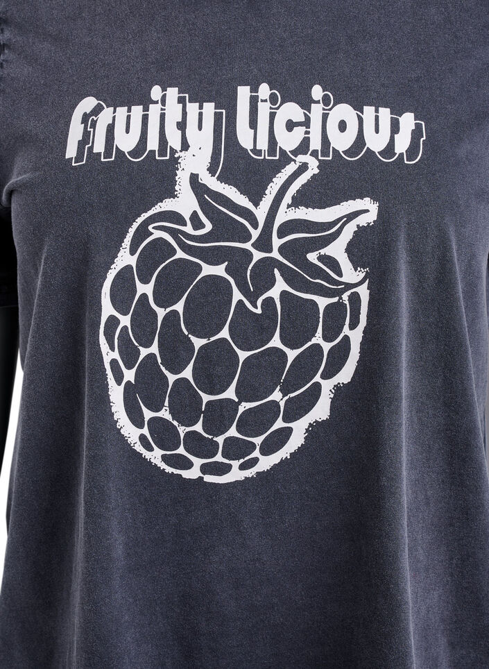 T-skjorte i organisk bomull med grafisk trykk, Grå, Packshot image number 2