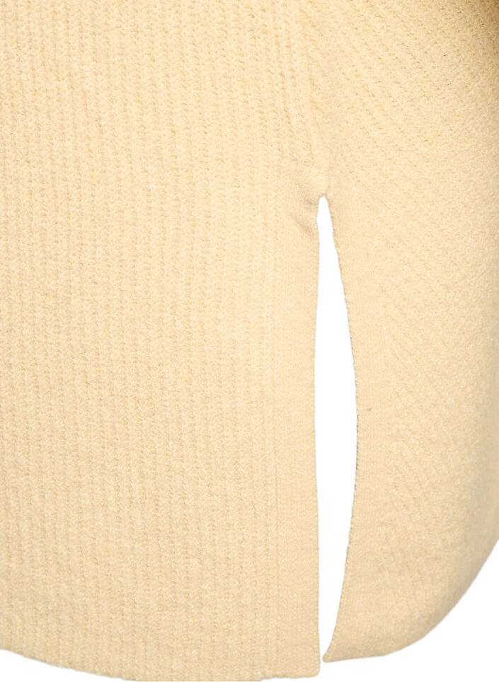 Strikkegenser med diagonalt m&oslash;nster og raglanermer, Gul, Packshot image number 3